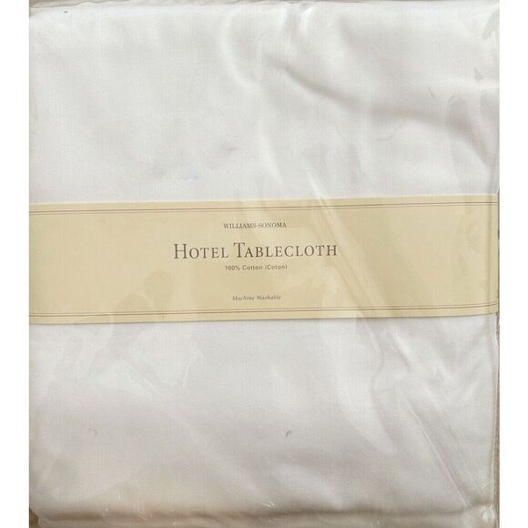 Williams Sonoma 70" X 108" Hotel Tablecloth Ivory 100% Cotton Machine Washable - Picture 1 of 2